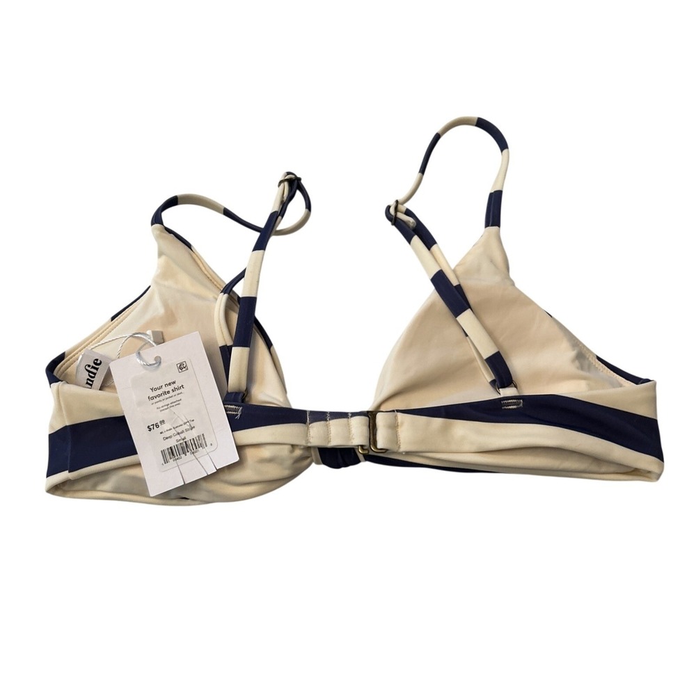 Marine Layer / Andie NWT Women's Small Santorini Bikini Top Deep Cobalt Stripe - Picture 6 of 9